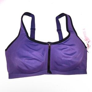 Victoria's Secret Sports Bra Knockout Purple with Black Trim NWT 36D